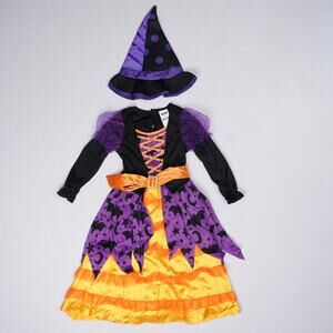 Spooktacular Creations Light Up Bat Witch Costume Girls S 5-7 Dress & Hat